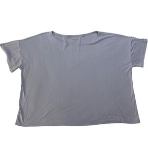 Eileen Fisher Periwinkle Blue 100% Tencel Lyocell Boxy Boat Neck Hyacinth Large